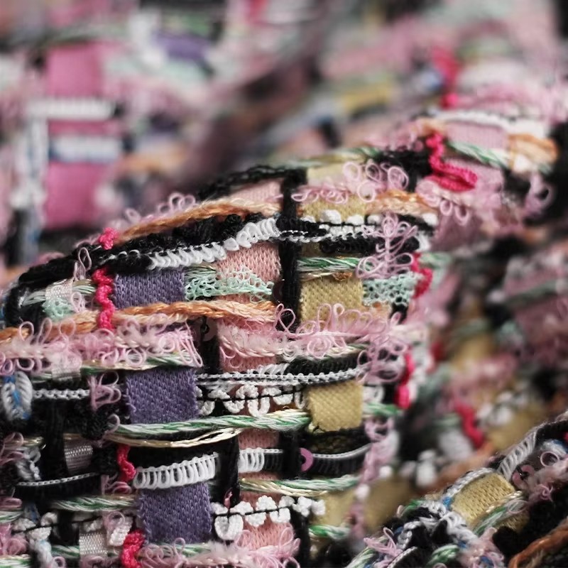 Sewing Tweed Fabric - Rode Framboos Roze Kleurrijke Zware Tweed