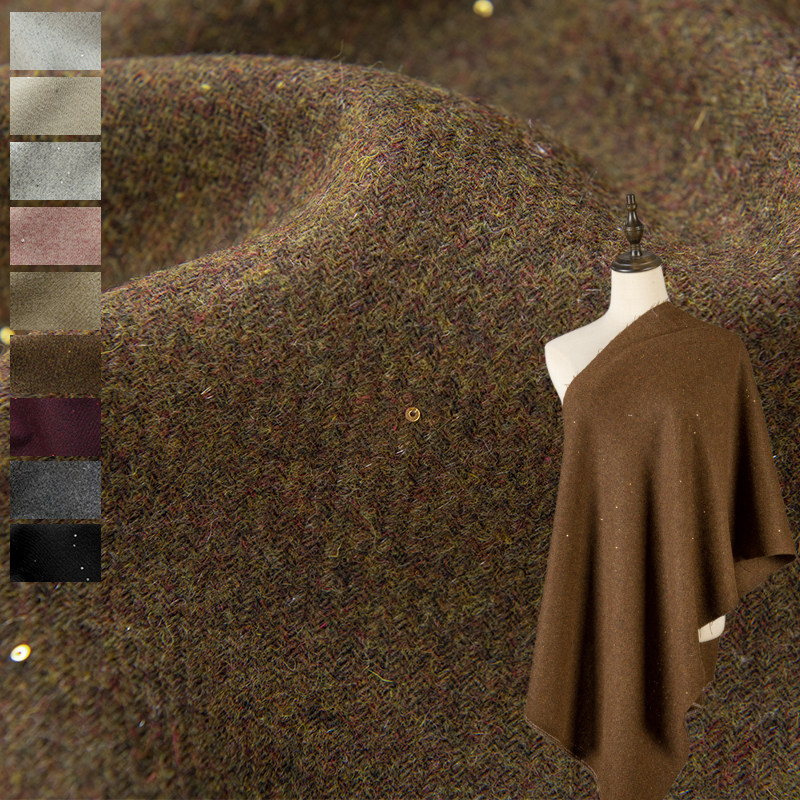 Sewing Tweed Fabric - Sterrenhemel pailletten wollenmix tweed stof per