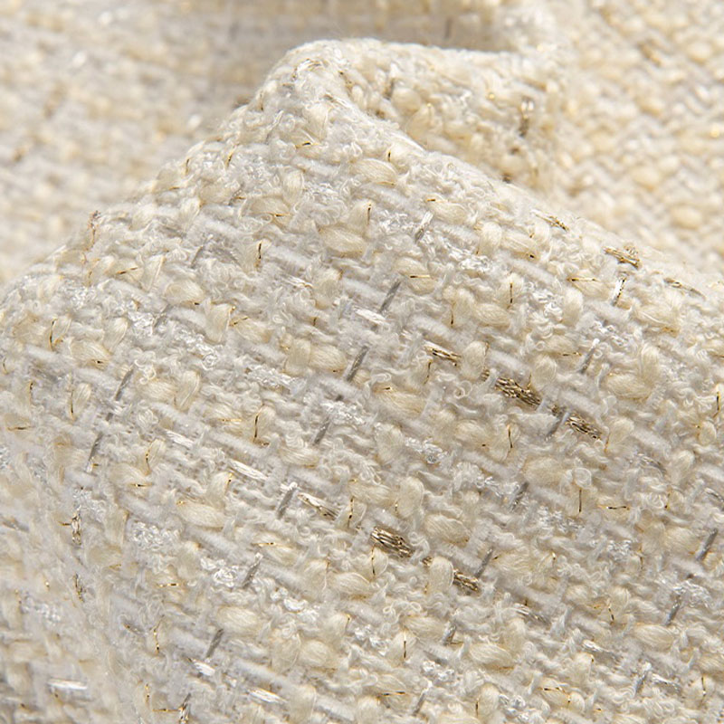Sewing Tweed Fabric - Beige kleur en gouddraad garengeverfde tweed