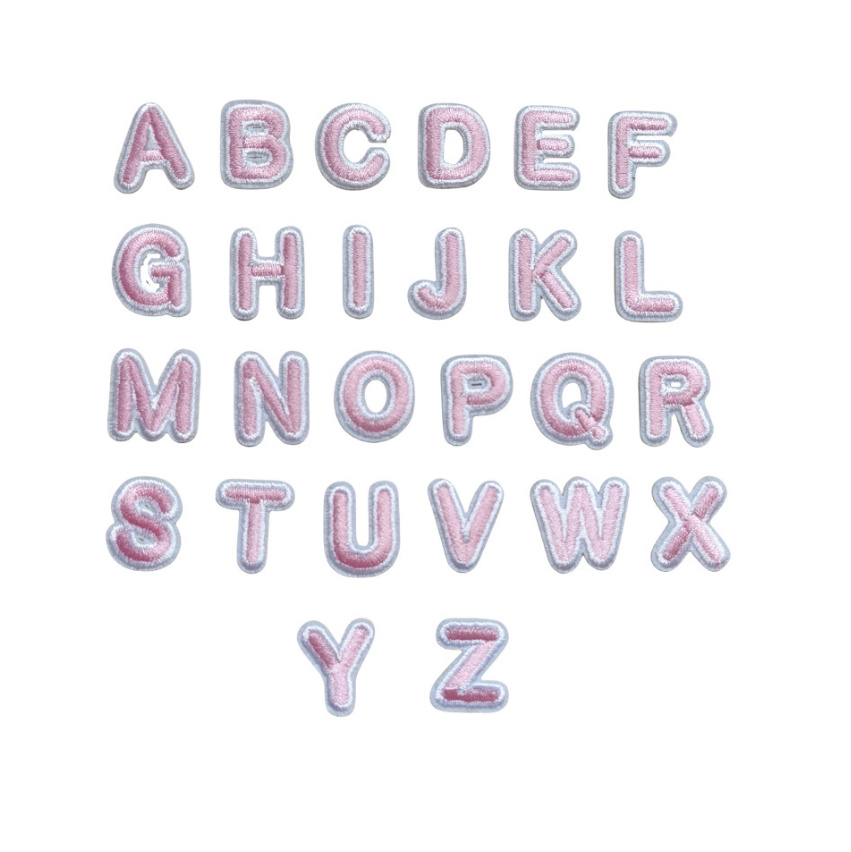 Sewing Id - 2cm hoge roze geborduurde alfabet patches,