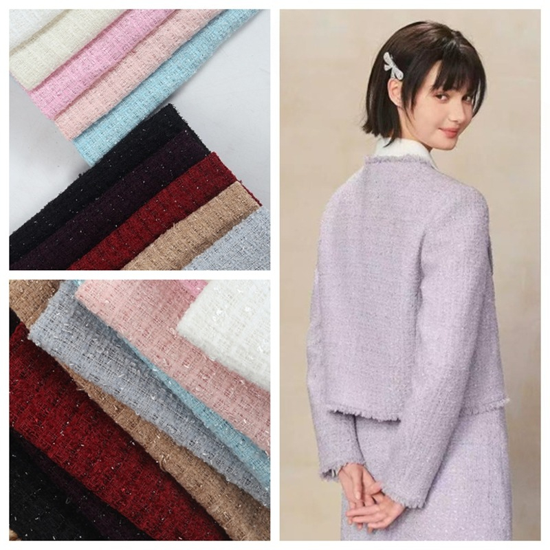 Sewing Tweed Fabric - Effen chenille geweven tweedstof per meter