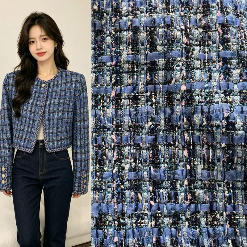 Blauw garengeverfd zwaar indus - Sewing Tweed Fabric recensie en prijs