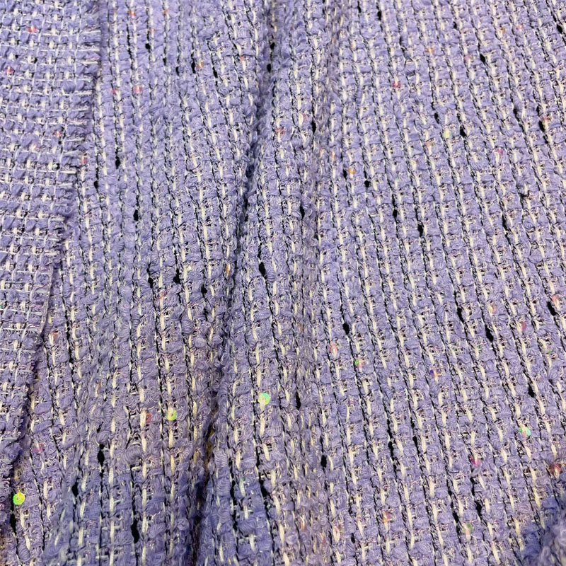 Paarse kleur en garen met pail - Sewing Tweed Fabric recensie en prijs