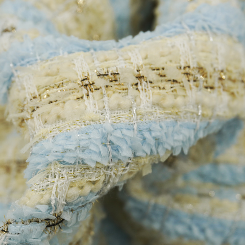 Lichtblauw Beige Geruit Bouclé - Sewing Tweed Fabric recensie en prijs