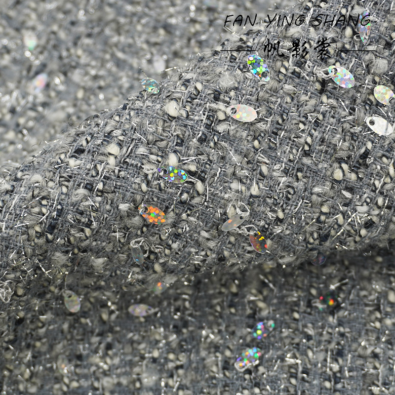 2025 Mode Grijze Pailletten Wo - Sewing Tweed Fabric recensie en prijs